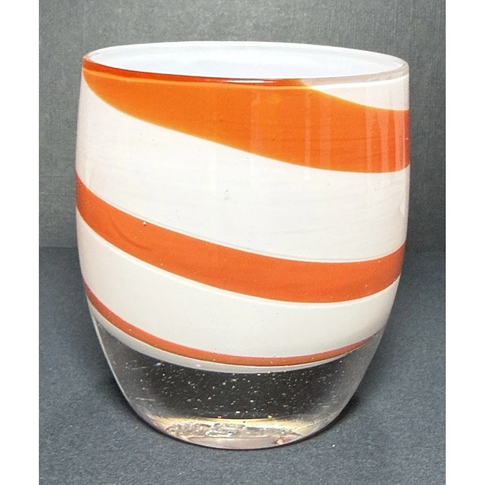 Glassybaby Candle Holder CANDY CANE Glass Votive‎ Holder Pre Triskelion 1960